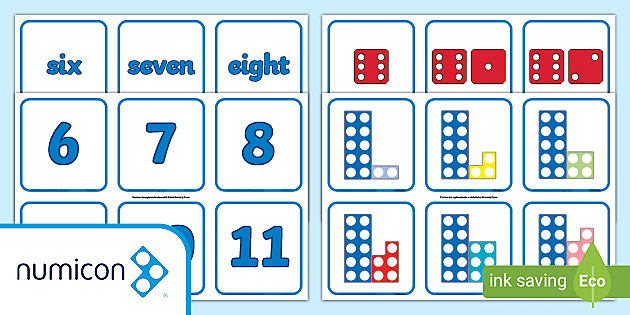 Numbers Numicon Shapes And Dice Matching Cards Ks1 Maths